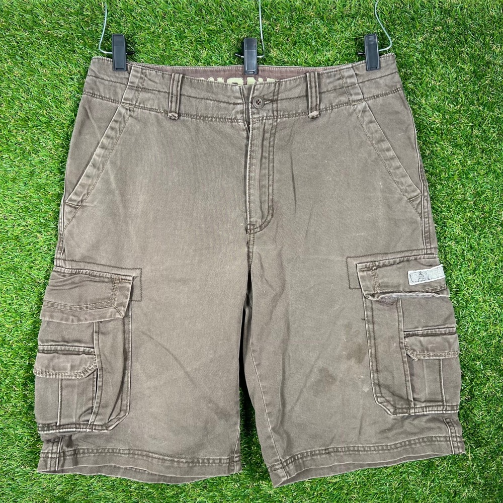 Unionbay Mens Cargo Shorts Size 32 Brown Cotton Twill‎ Multi Pocket Casual